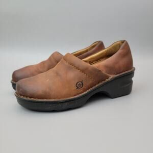 BOC Shoes Womens Professional Clogs Wedge Heels Comfort Leather Slip On Size 6